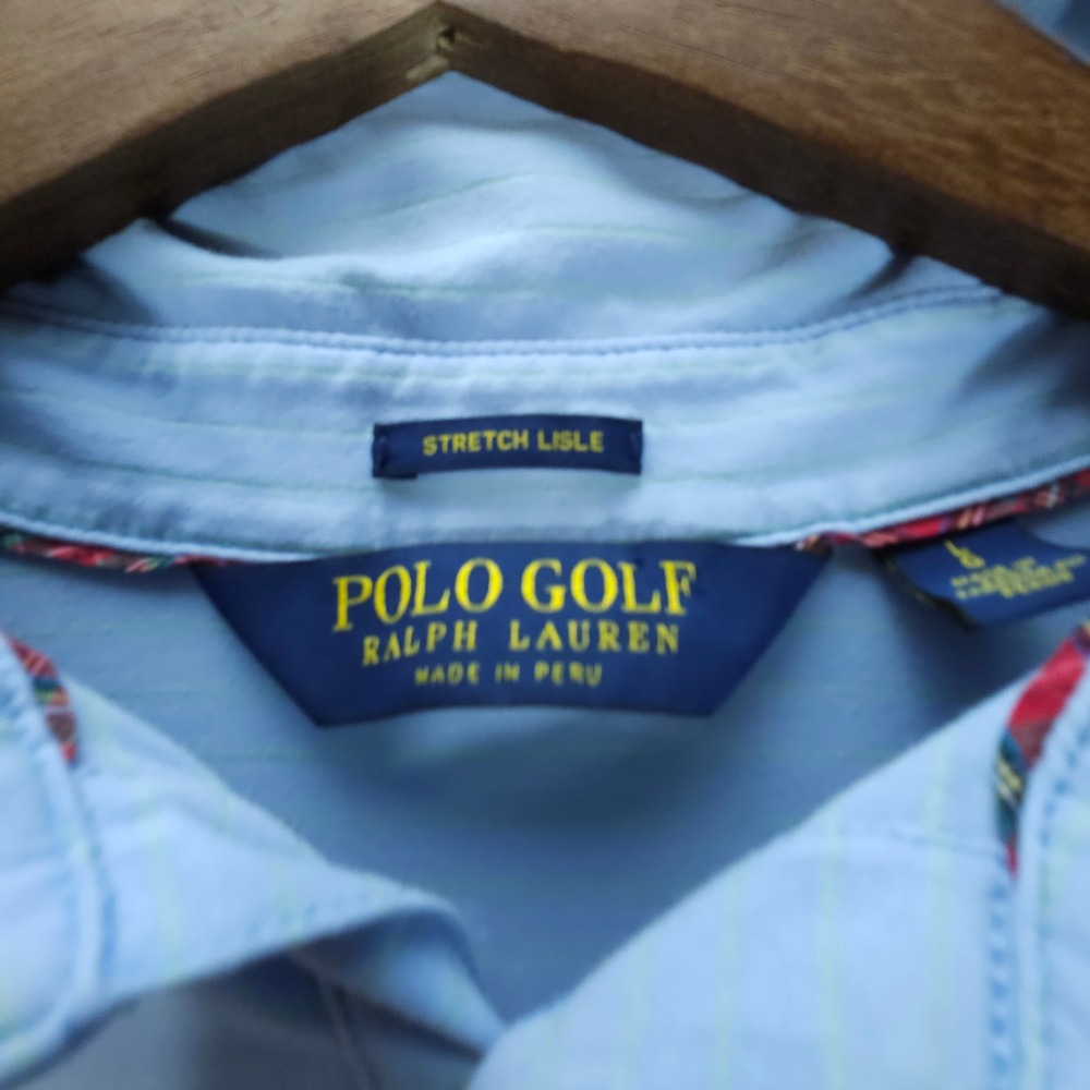 Streetwear Polo Golf Ralph Lauren Mens L Light Blue Stretch Lisle Pocket Polo - Picture 3 of 5